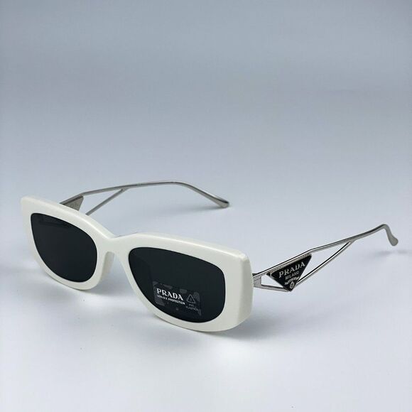 NEW Prada PR14YS 1425S0 Talc Dark Grey Rectangle Unisex Sunglasses - Picture 6 of 11